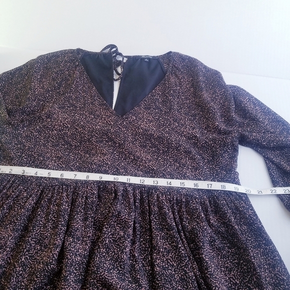 Madewell |‎ Vneck print Long Sleeve mini Flare Dress L - Picture 8 of 16